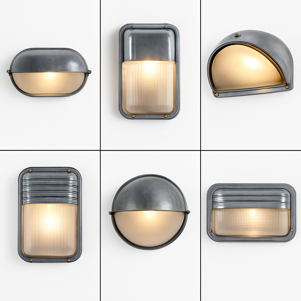 Outdoor wall light next to a front door