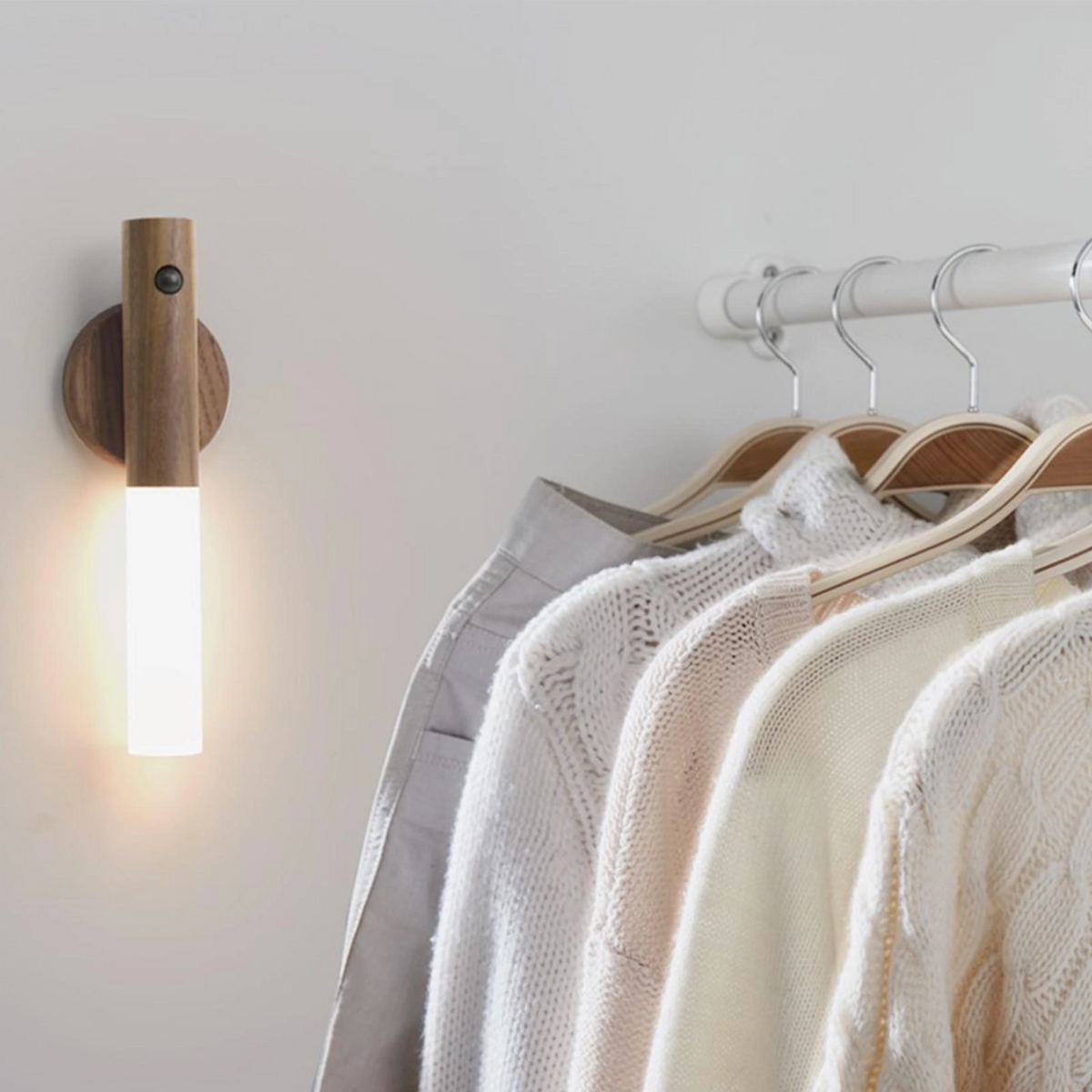 Plug-in wood sconce