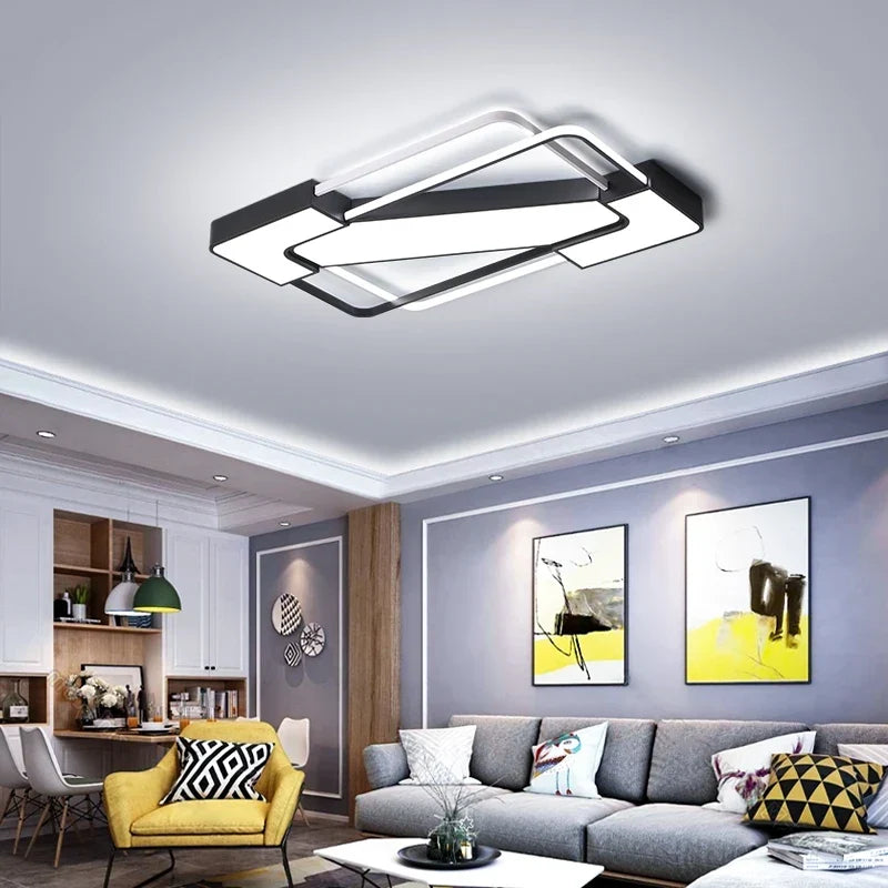 Geometric black flush mount