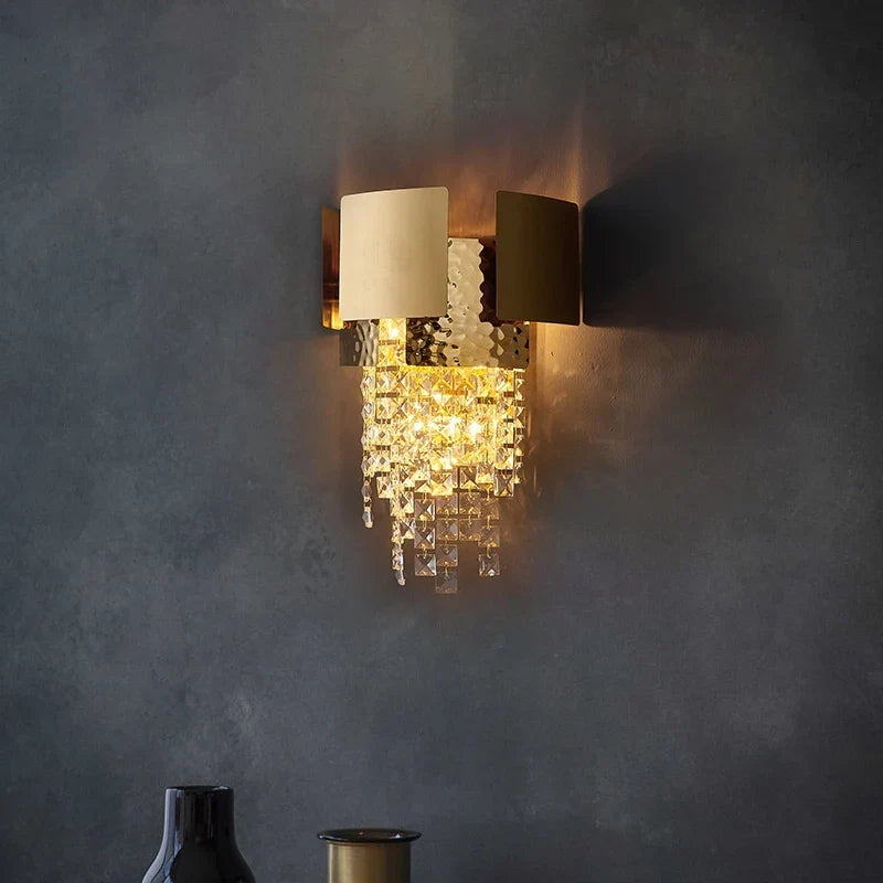 Crystal bedside gold wall light