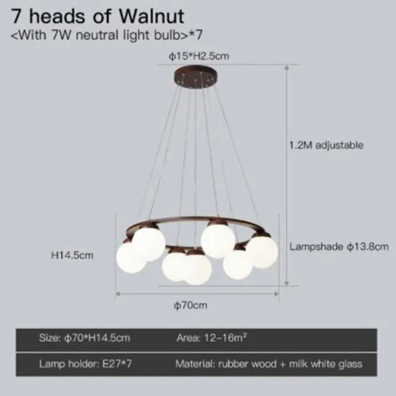 Nordic Wood Glass Chandelier, view 15
