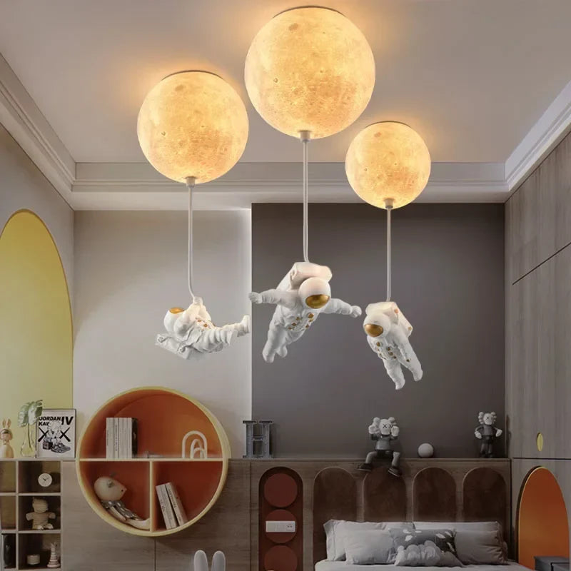 Moon astronaut ceiling light
