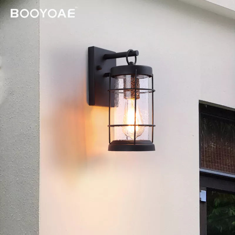 Black outdoor balcony wall light
