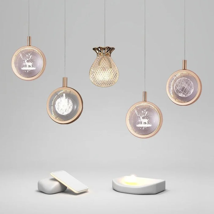 Gold crystal LED pendant