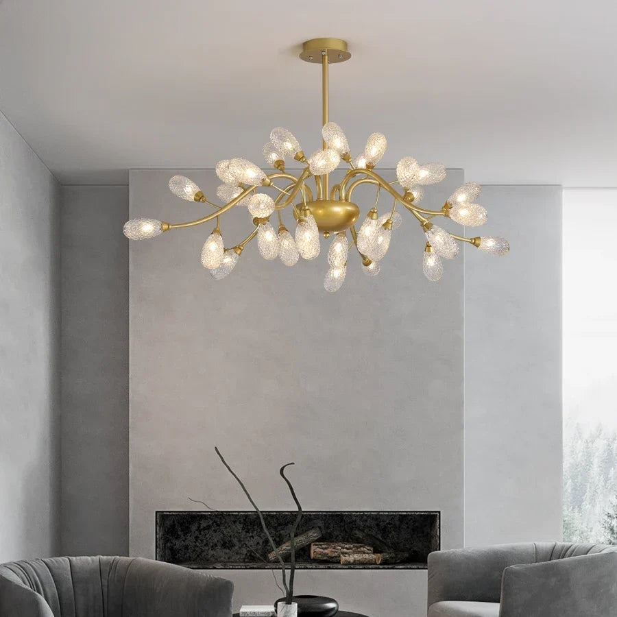 Multi head crystal ceiling light