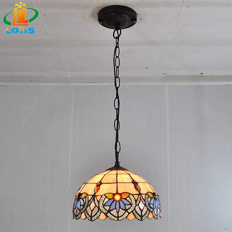 Blue stained glass lamp