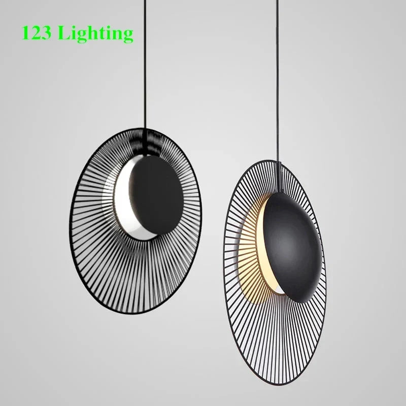 Modern black metal pendant