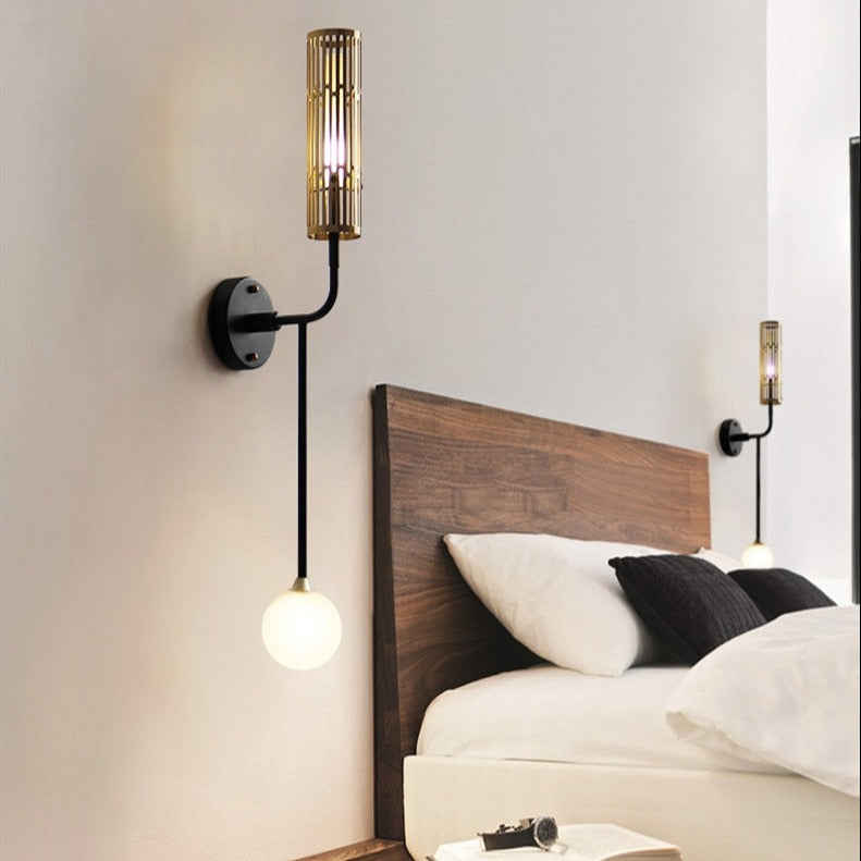 Two-lamp black wall light in a kitchen