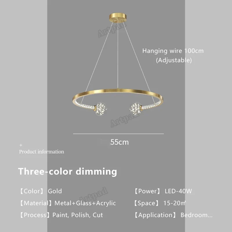 Gold Crystal Glass Pendant, view 11