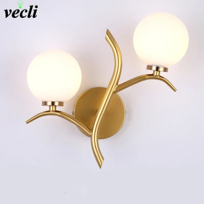 Glass globe wall light