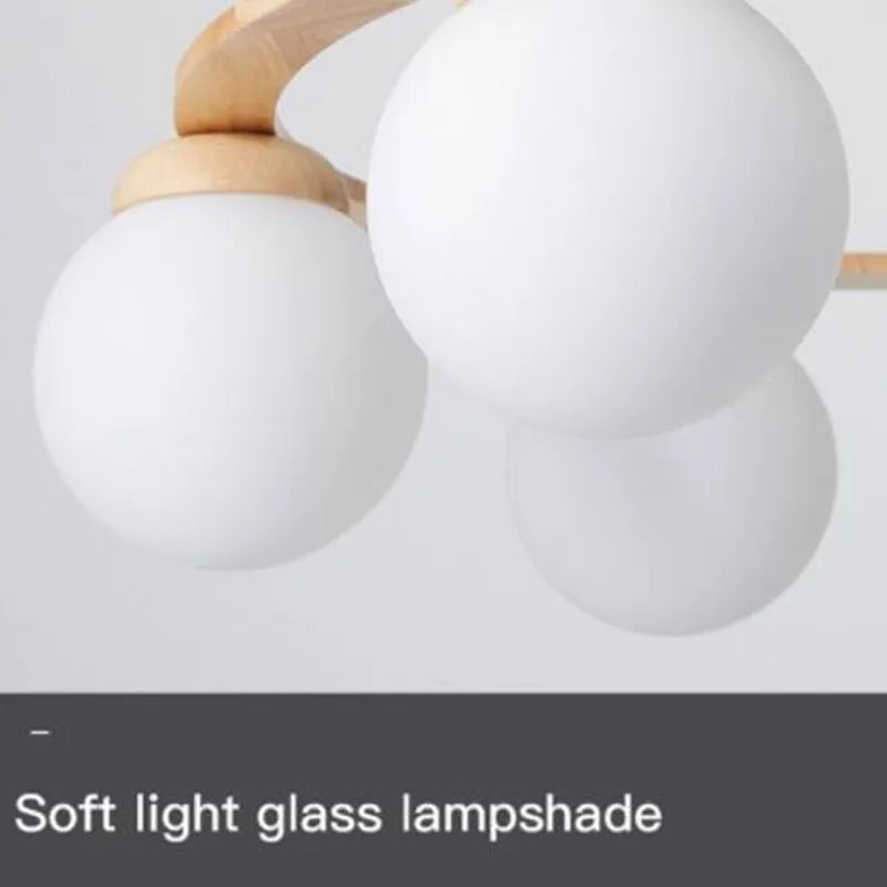 Nordic Wood Glass Chandelier, view 14