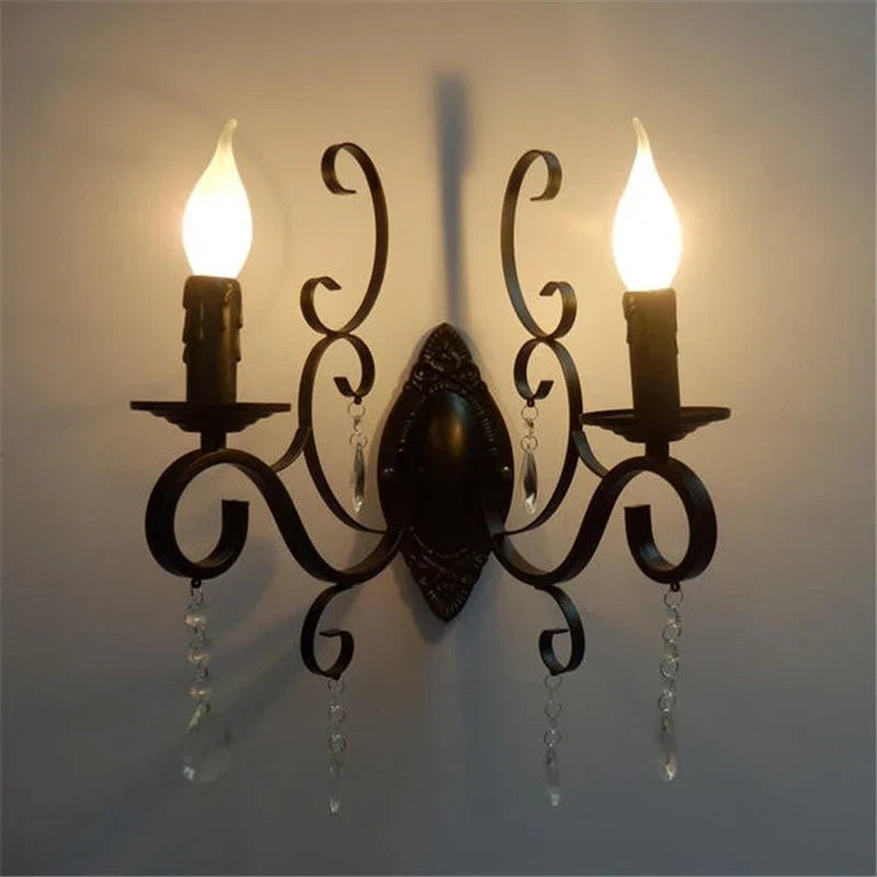 Black crystal sconce