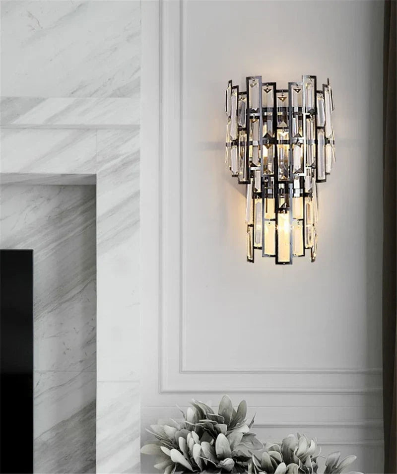 Gold crystal sconce