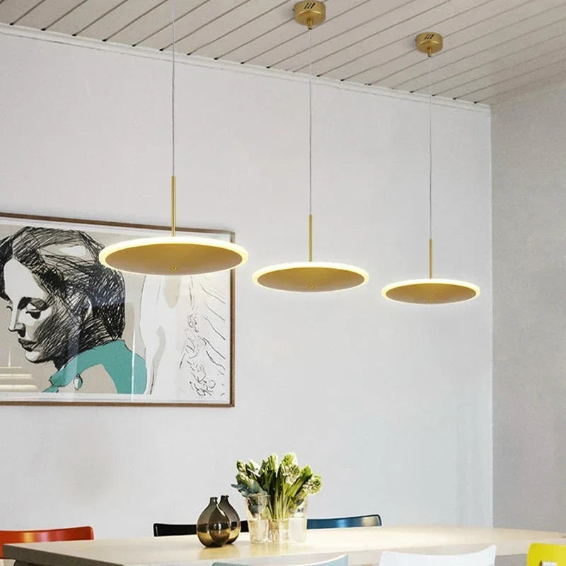 Metal LED pendant in a kitchen