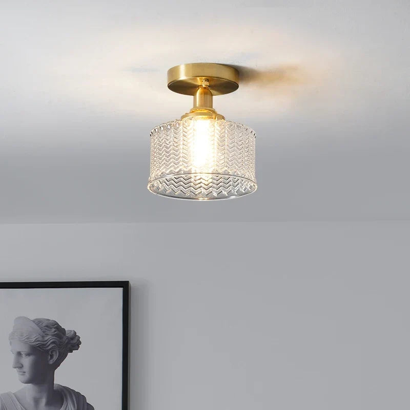 Copper glass ceiling light