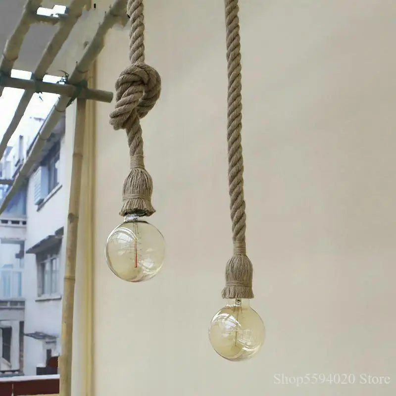 Vintage Hemp Rope Pendant, view 4