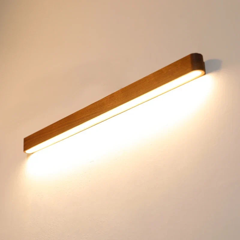 Japanese solid wood LED wall light