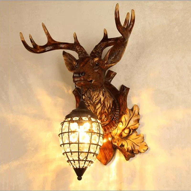 Wood Deer Head Sconce, view 3