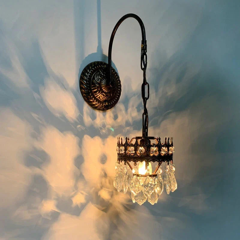 Gold crystal sconce