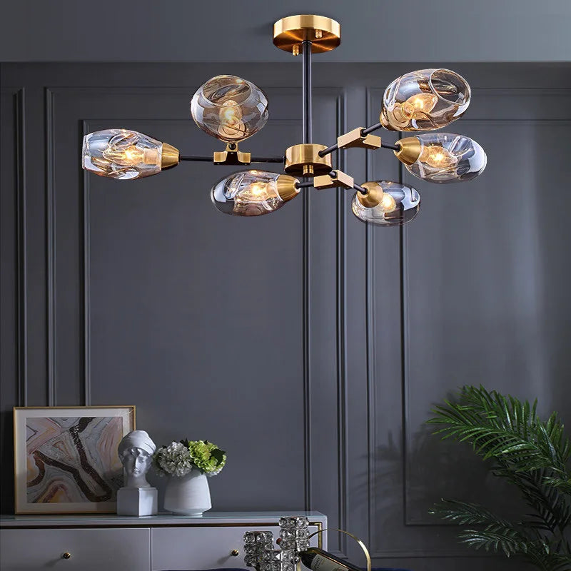 Amber glass chandelier