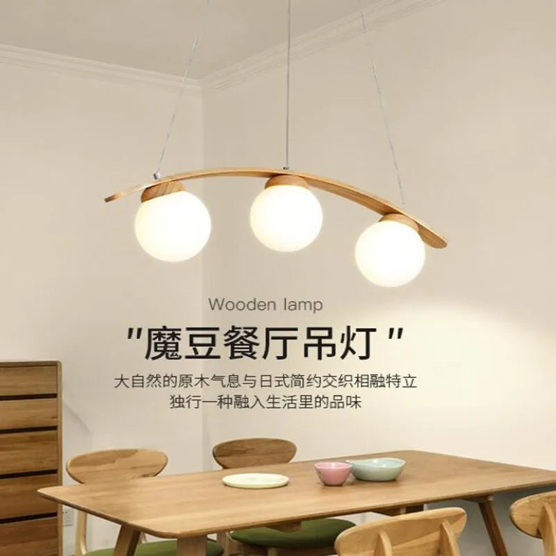 Nordic Wood Glass Chandelier, view 4