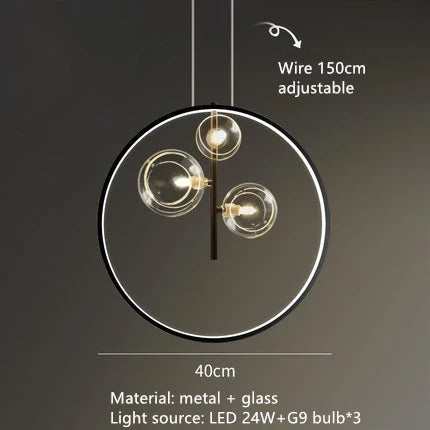 Black Glass Ball Pendant, view 14