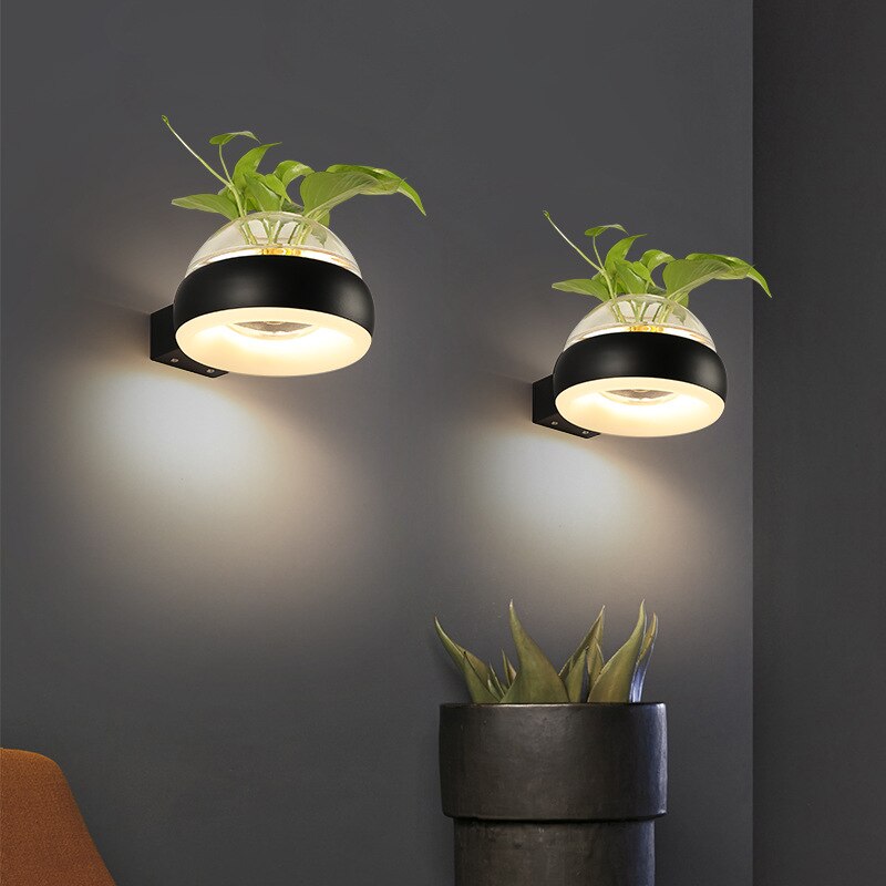 Green decorative wall light in a hallway