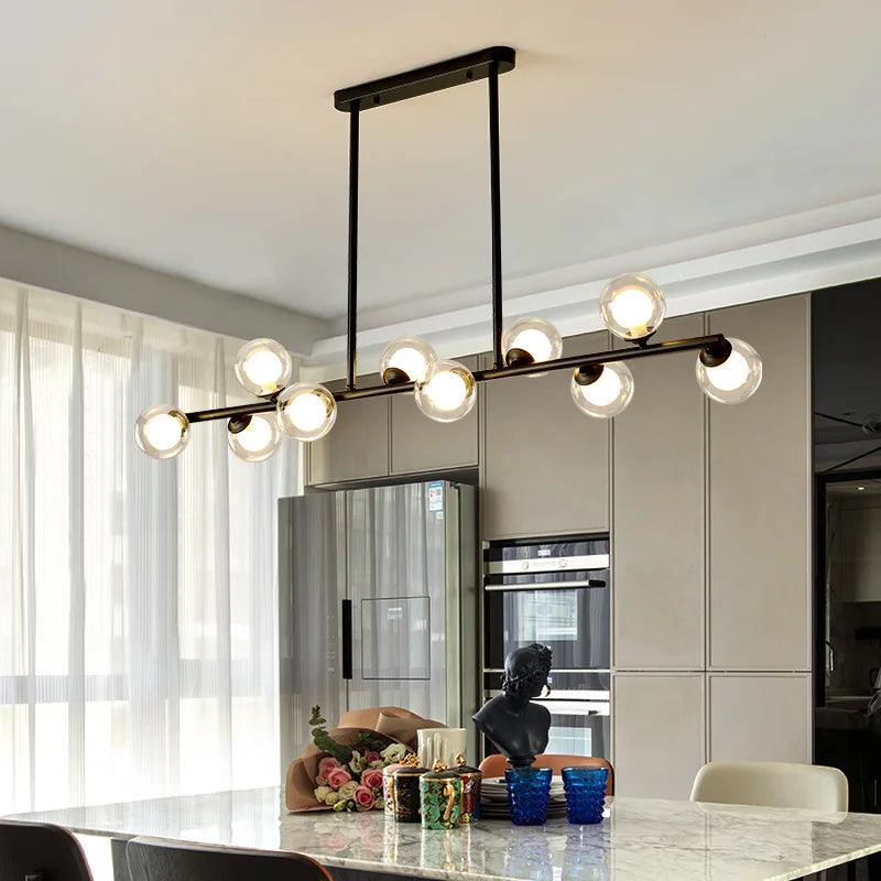Glass sphere chandelier