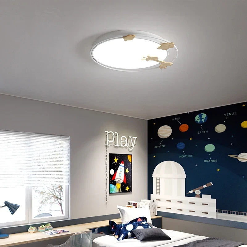 Cartoon wood kids ceiling light
