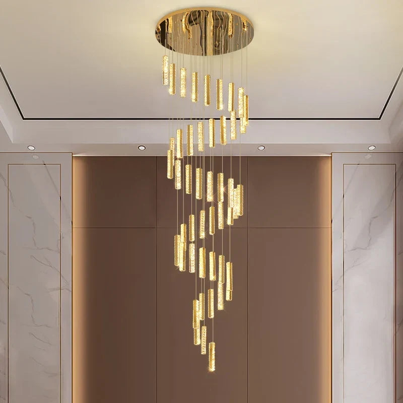 Spiral crystal chandelier