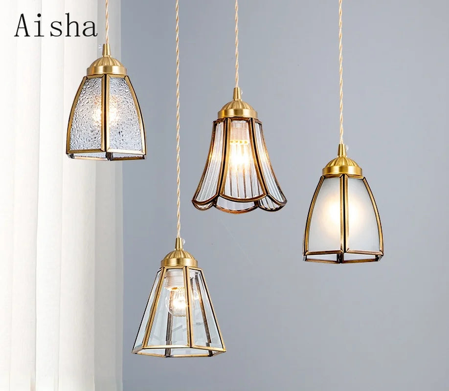 Japanese glass and copper pendant