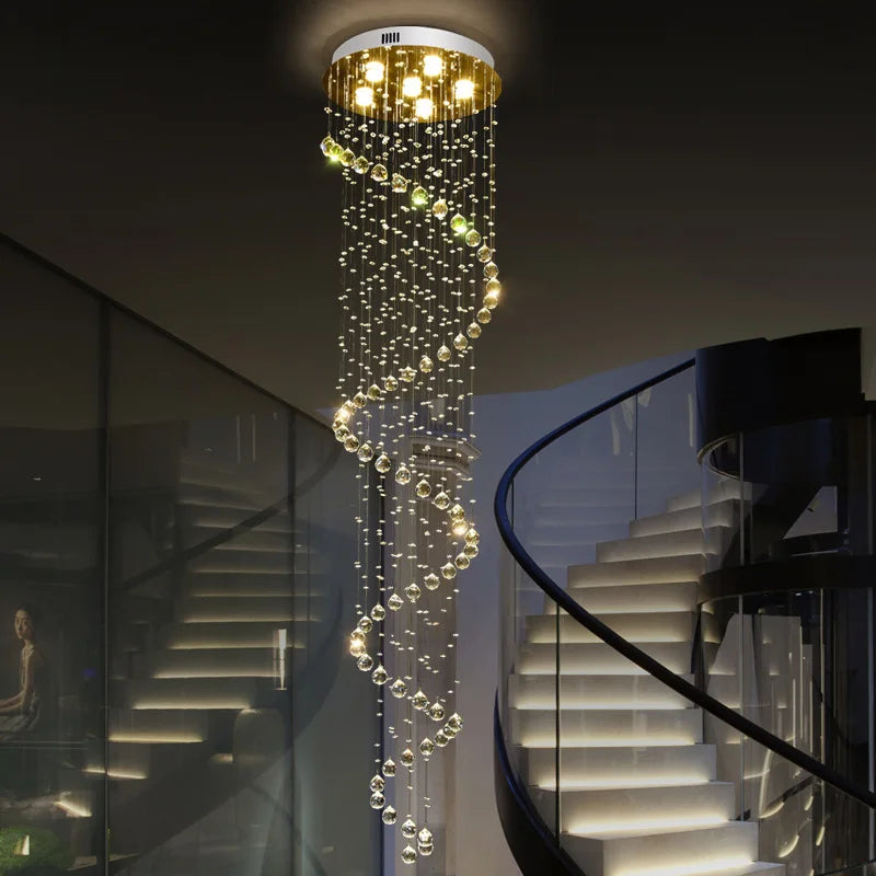 Spiral crystal chandelier