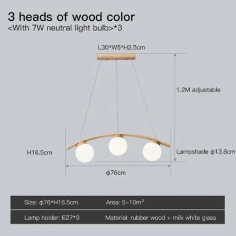 Nordic Wood Glass Chandelier, view 7