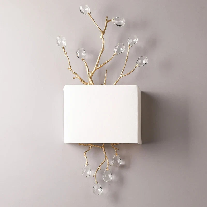 Fabric shade crystal sconce