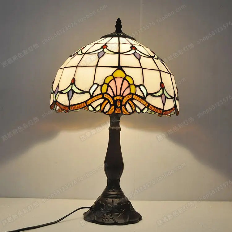 Stained glass bedside lamp