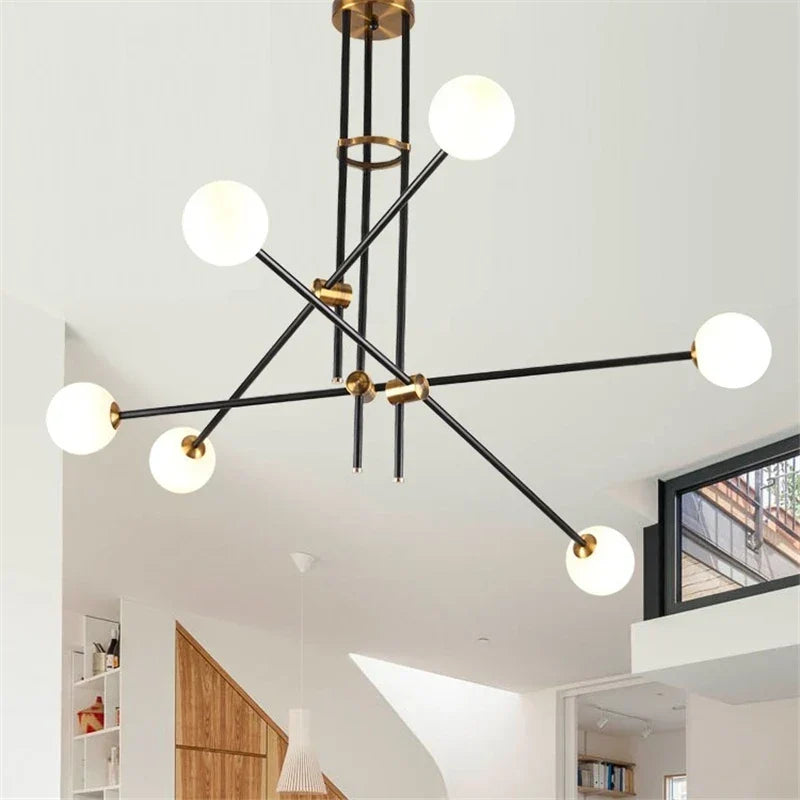 Molecular chandelier in a living room