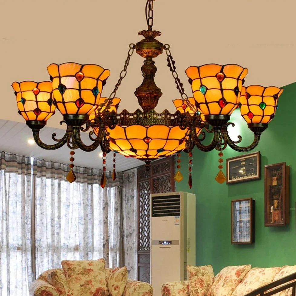 Tiffany-Style Crystal Chandelier, view 3