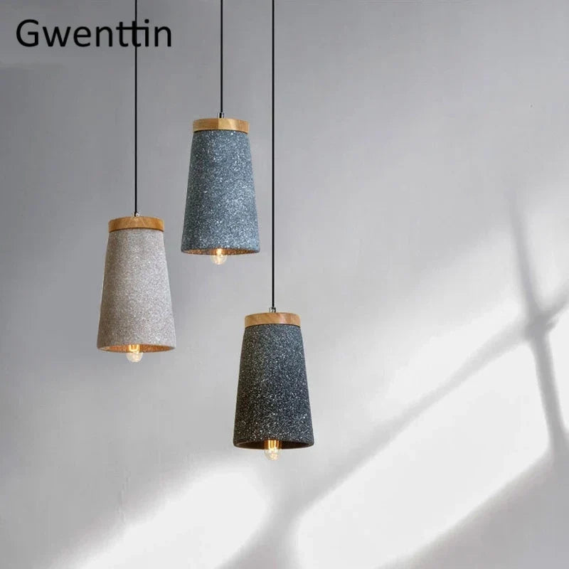 Cement and Wood Pendant, view 3