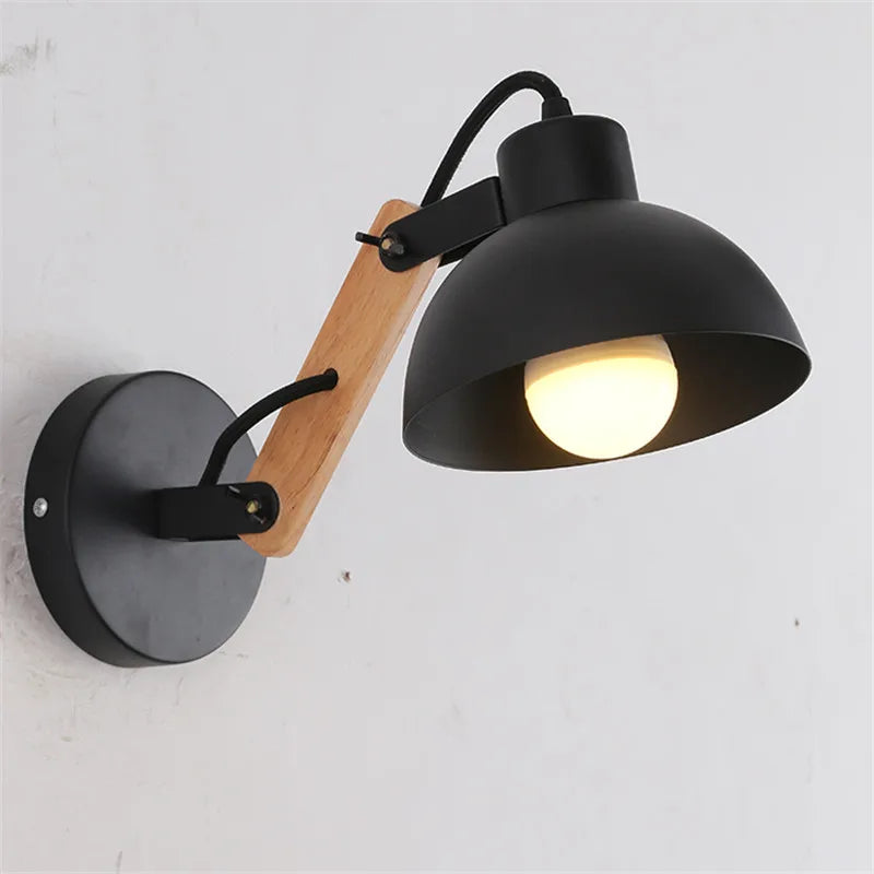 Industrial wood bar wall light