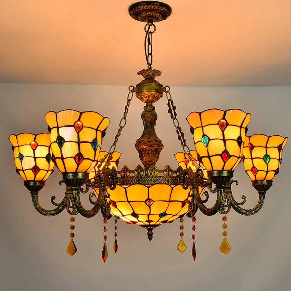 Tiffany-Style Crystal Chandelier, view 4