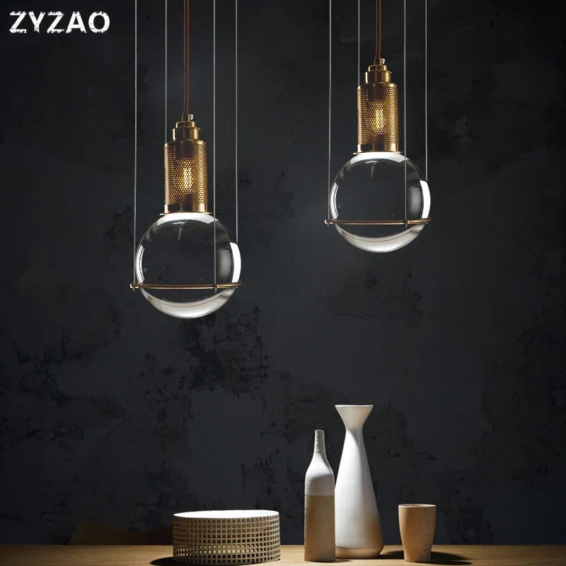 Crystal glass cafe pendant