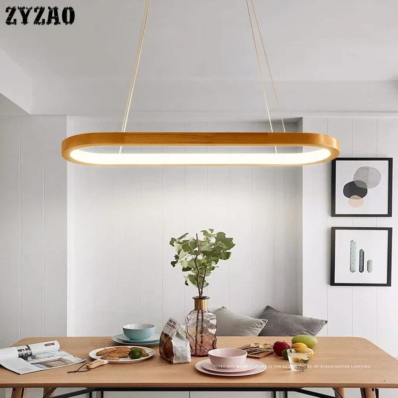 Solid Wood LED Linear Pendant, view 3