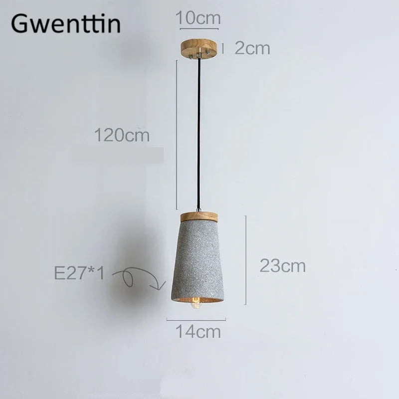 Cement and Wood Pendant, view 5