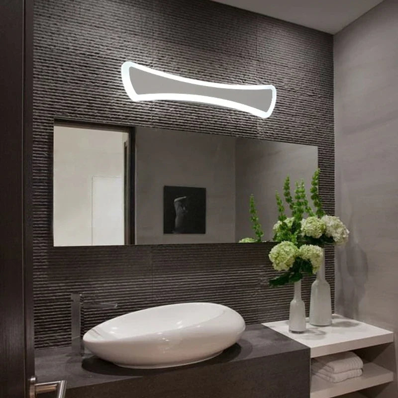 LED bar above a bathroom mirror