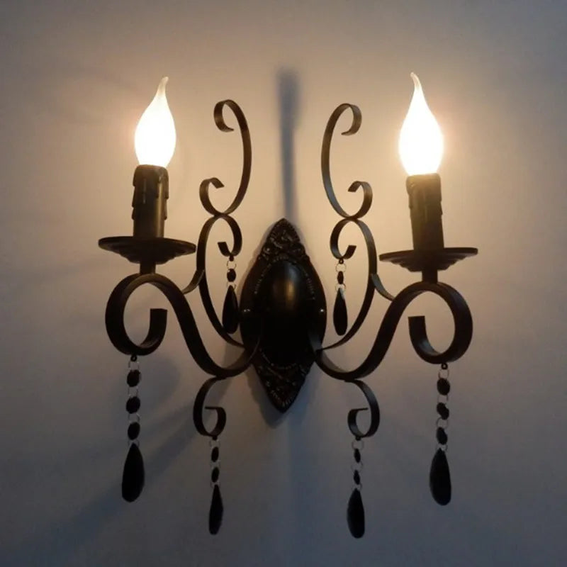 Vintage double crystal wall light
