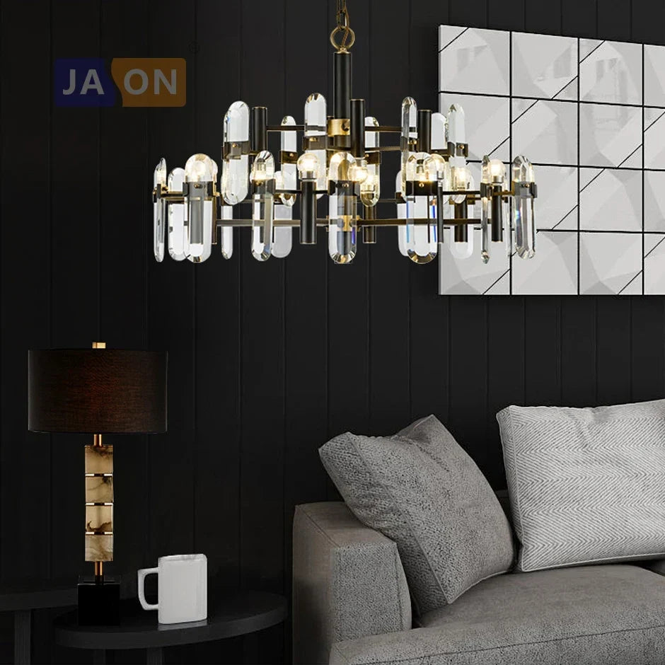 Gold or Black Crystal Chandelier, view 3