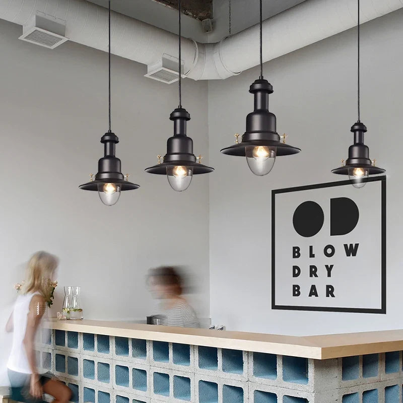 White industrial pendant in an office