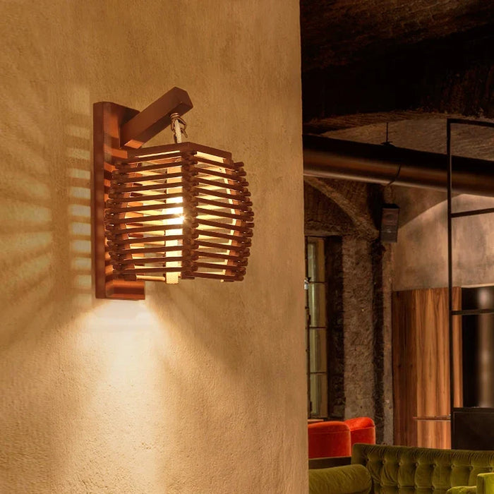 Bamboo wall light