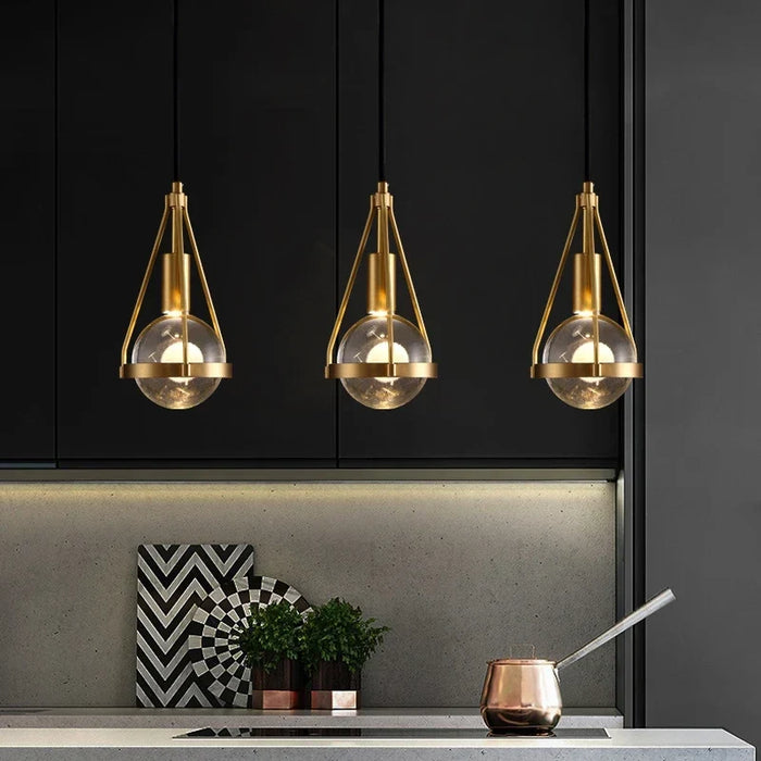 Copper and crystal loft pendant