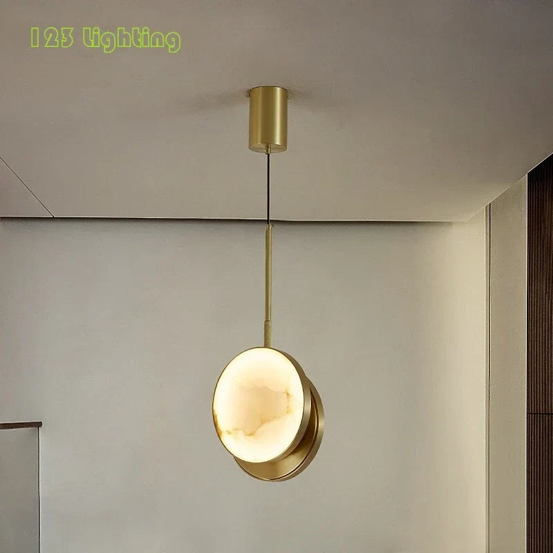 Natural marble round pendant